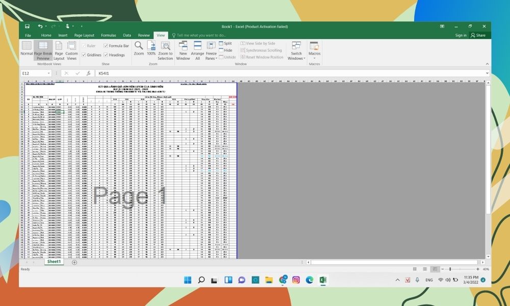 In Excel vừa trang A4 bằng Page Break Preview bước 3
