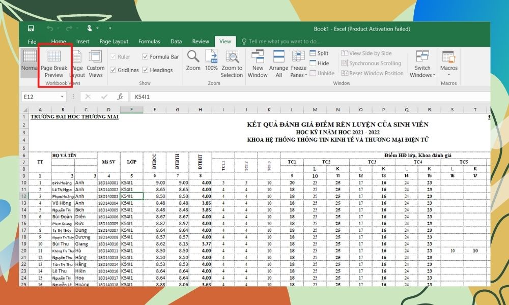 In Excel vừa trang A4 bằng Page Break Preview bước 2