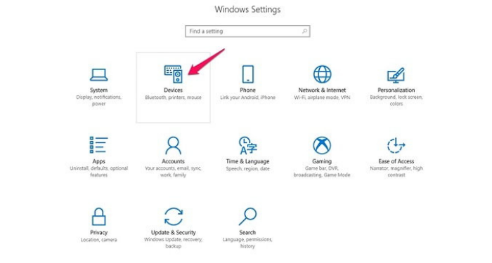 Bật Bluetooth trong Windows Settings
