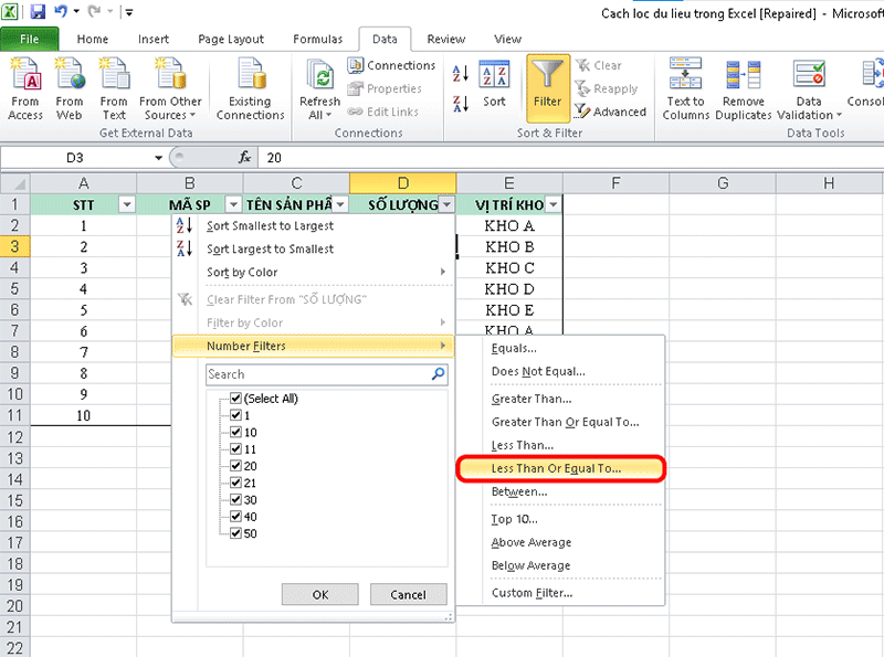 Cách lọc dữ liệu trong Excel theo nhu cầu cực nhanh và đơn giản