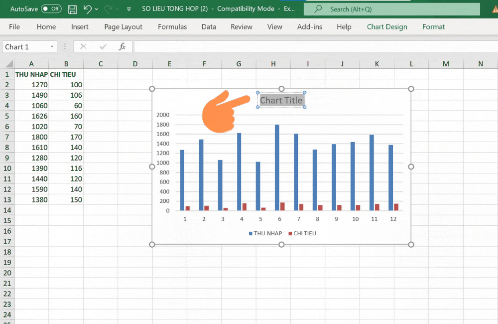 Cách vẽ biểu đồ trong Excel - bước 3