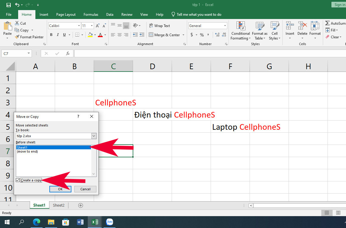 Hướng dẫn copy 1 Sheet trong Excel sang file khác - bước 3