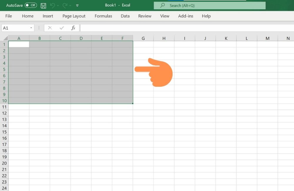Xóa dòng kẻ tại một vùng trong Excel - bước 1