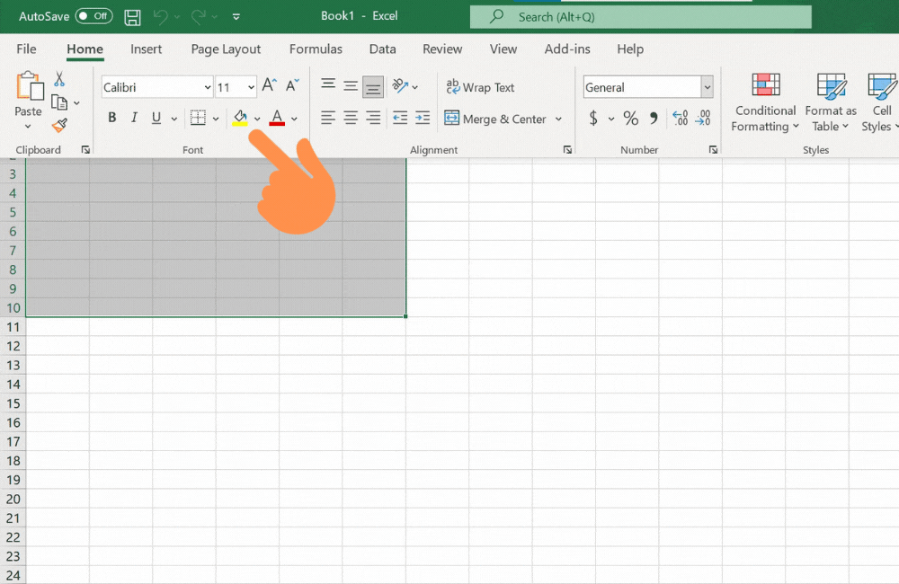 Xóa dòng kẻ tại một vùng trong Excel - bước 2