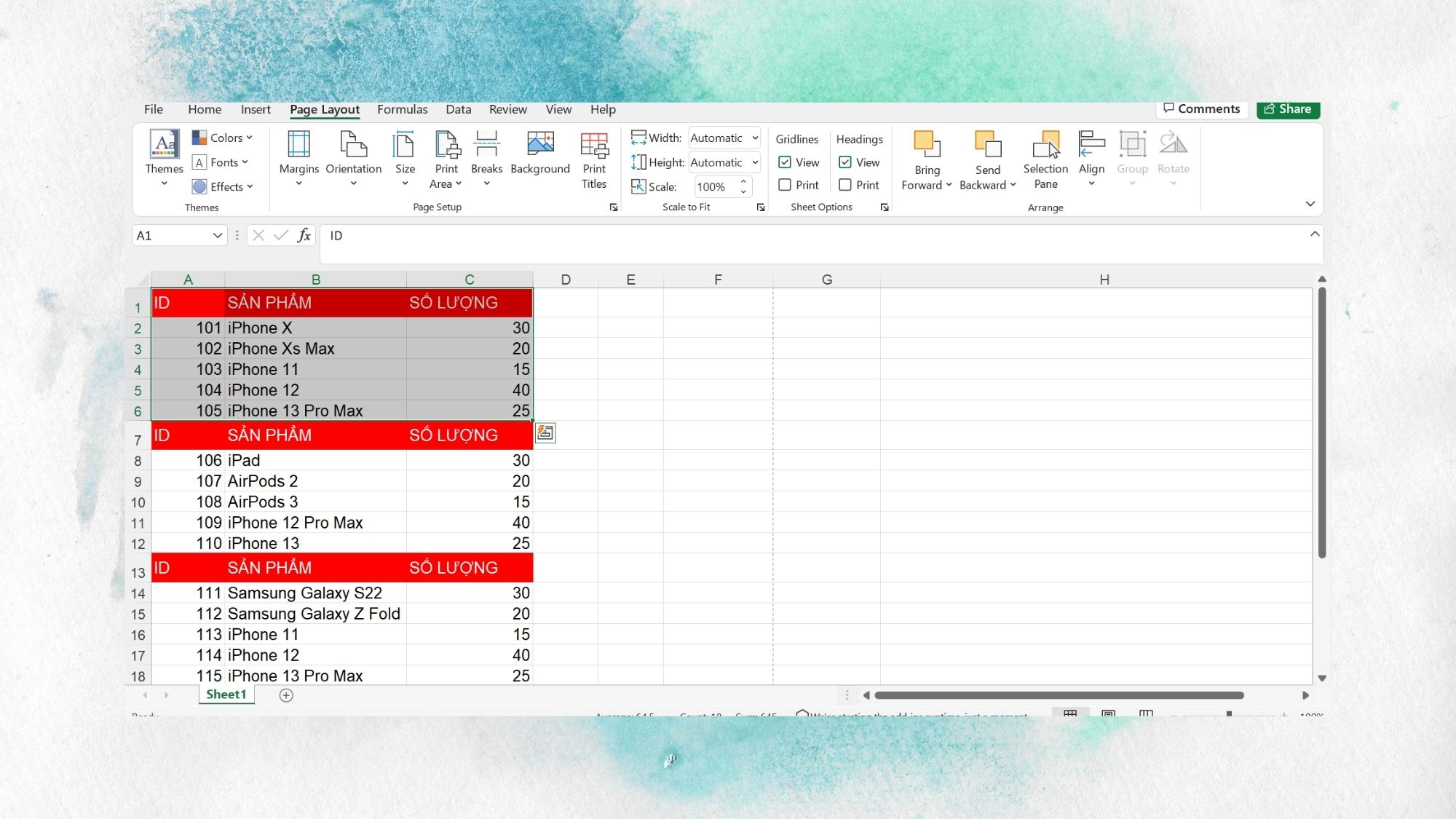 Hướng dẫn tạo vùng in trong Excel đơn giản, nhanh chóng - Bước 1