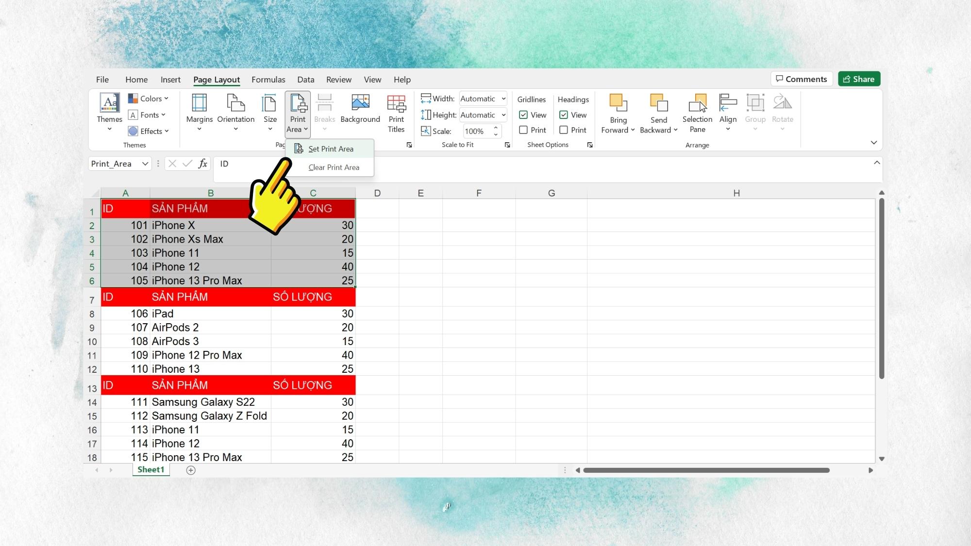 Hướng dẫn tạo vùng in trong Excel đơn giản, nhanh chóng - Bước 3