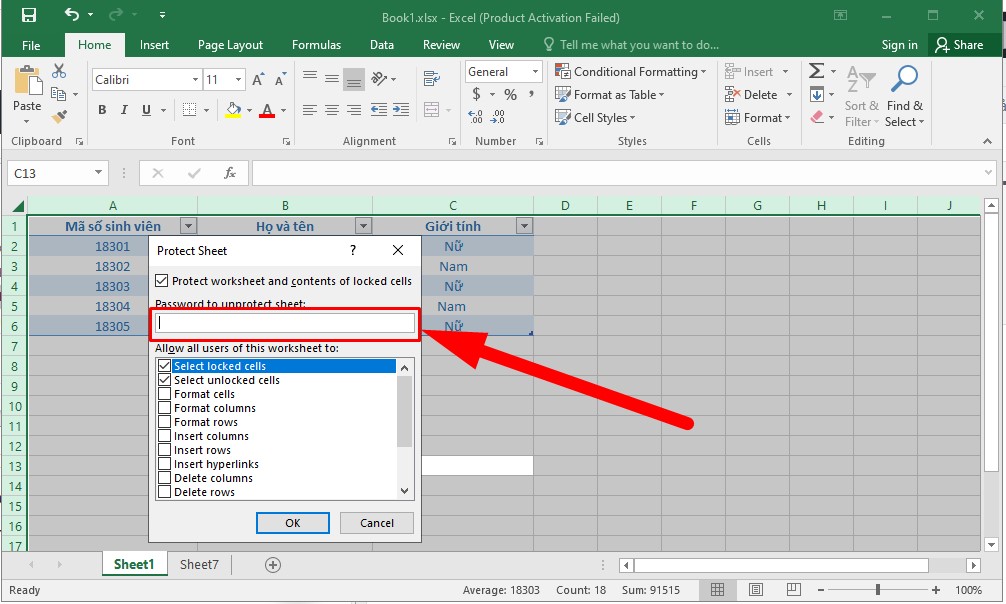 Hướng dẫn cách khóa ô trong Excel không cho chỉnh sửa bước 2