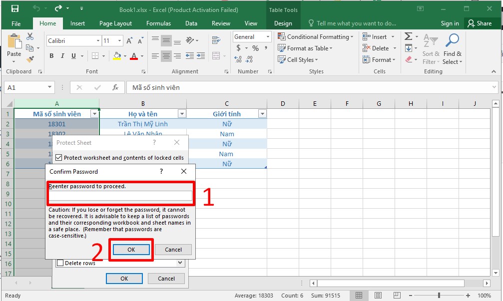 Cách khóa cột trong Excel không cho chỉnh sửa đơn giản bước 8