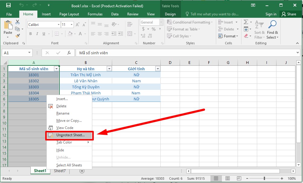 Cách khóa cột trong Excel không cho chỉnh sửa đơn giản bước 9