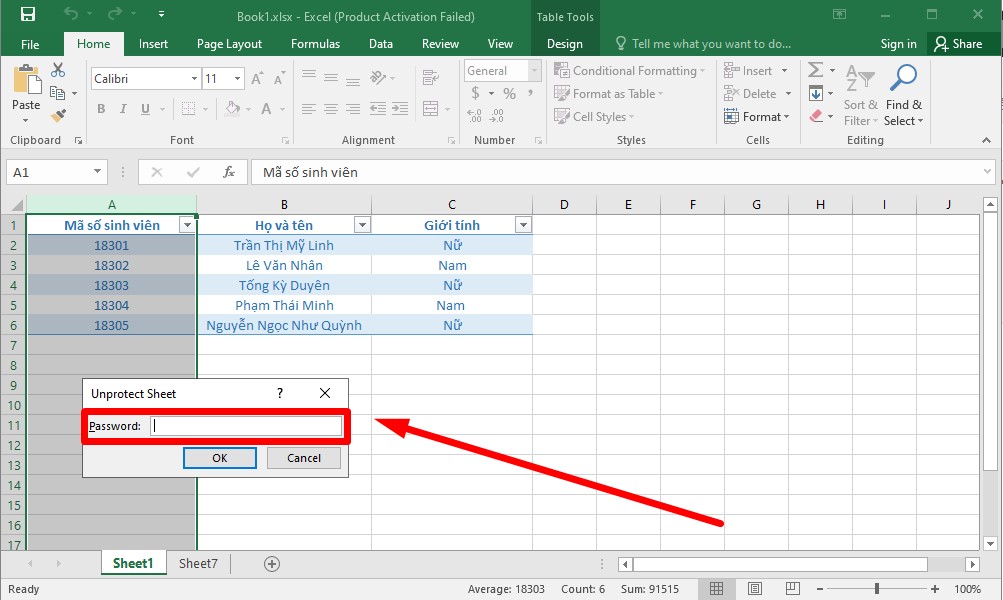 Cách khóa cột trong Excel không cho chỉnh sửa đơn giản bước 10