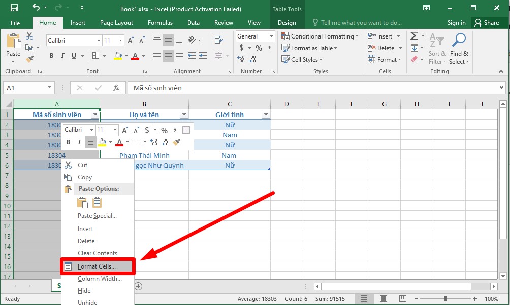 Cách khóa cột trong Excel không cho chỉnh sửa đơn giản bước 4