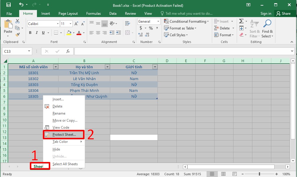Hướng dẫn cách khóa ô trong Excel không cho chỉnh sửa bước 1