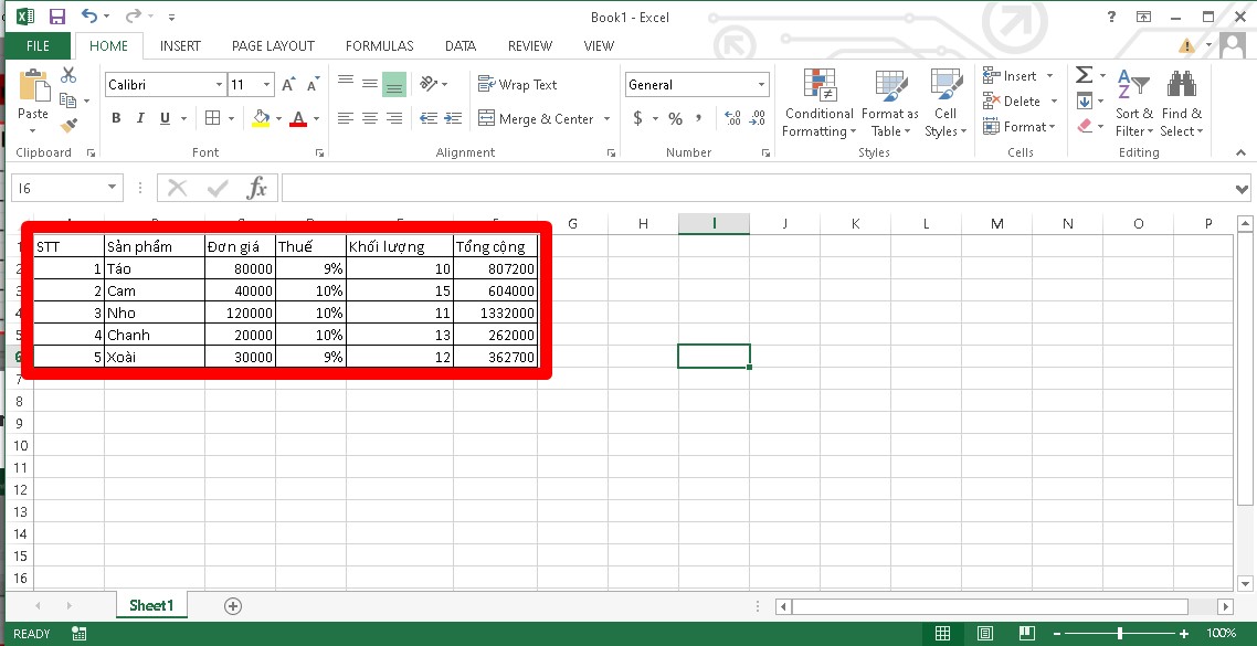 Cách kẻ bảng trong Excel bằng Border bước 3