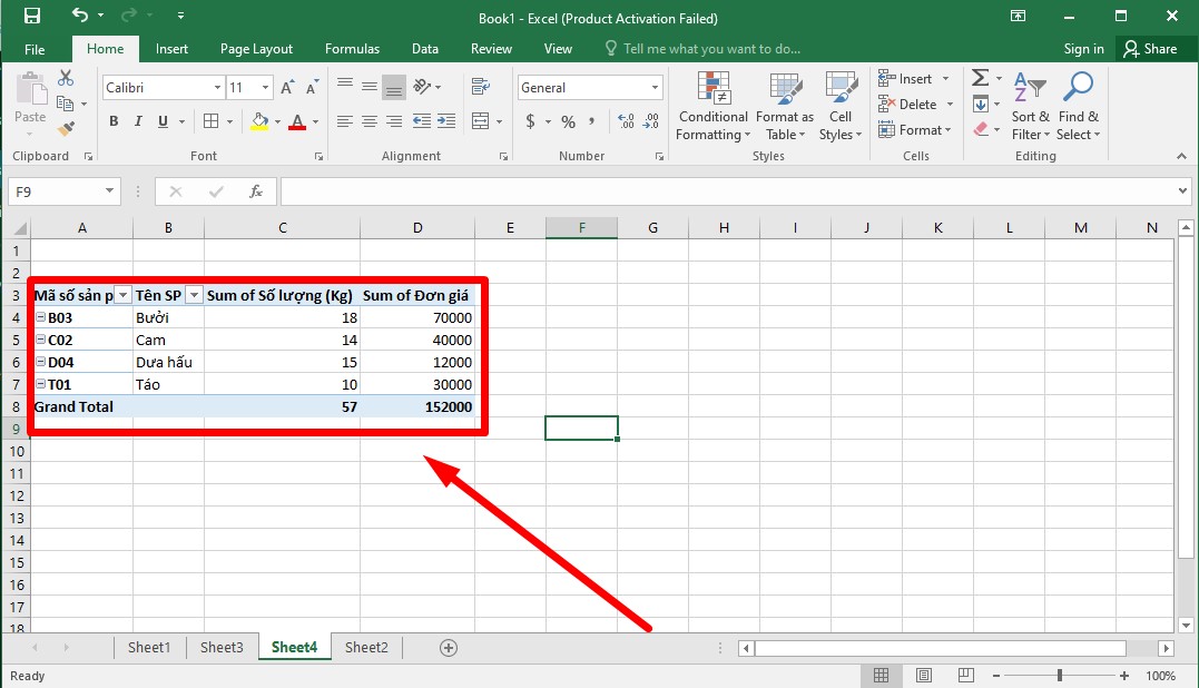 Cách lọc tên trùng trong Excel bằng Pivot Table bước 5