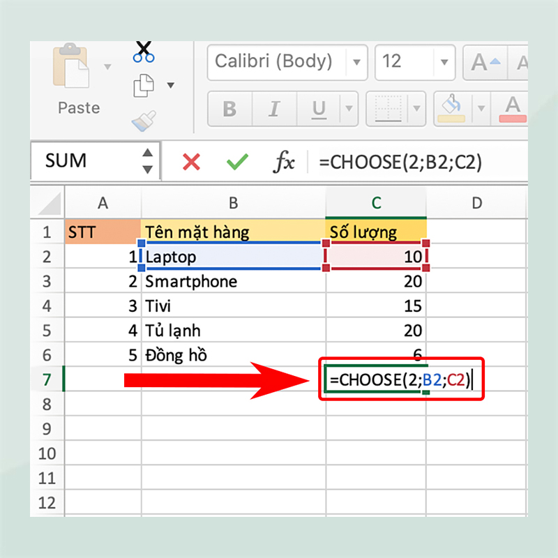 Cách sử dụng hàm CHOOSE trong Excel từ A đến Z
