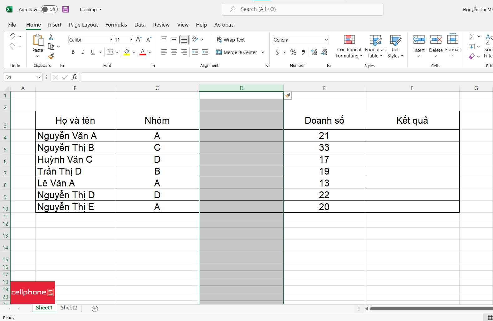 Cách chèn một cột trong Excel - bước 3