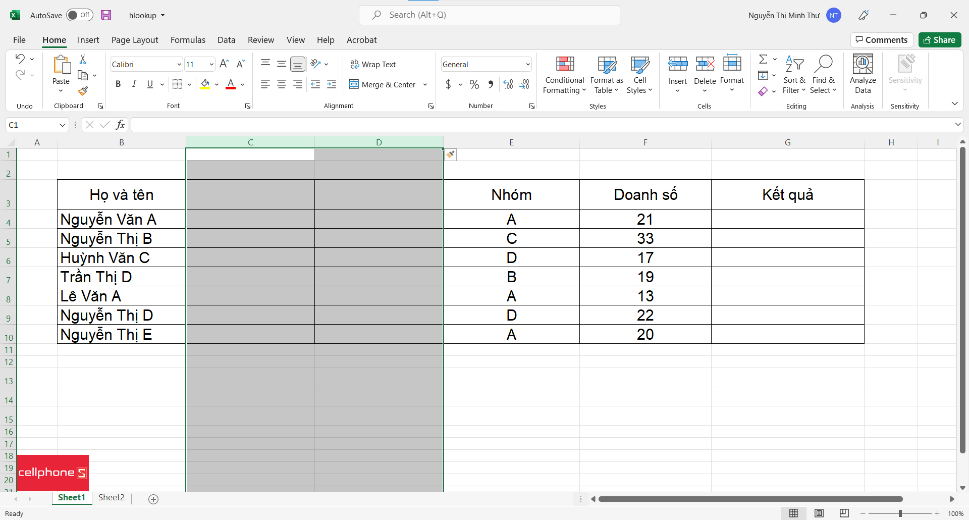Hướng dẫn cách thêm nhiều cột trong Excel - bước 3