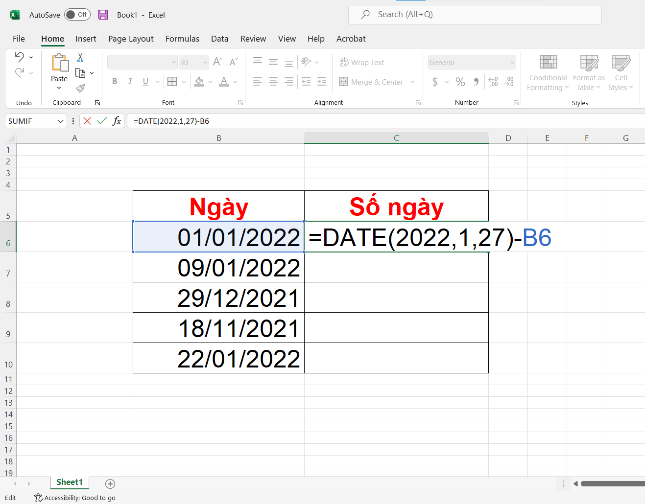 Hàm tính số ngày trong Excel từ ngày hiện tại - hình 2