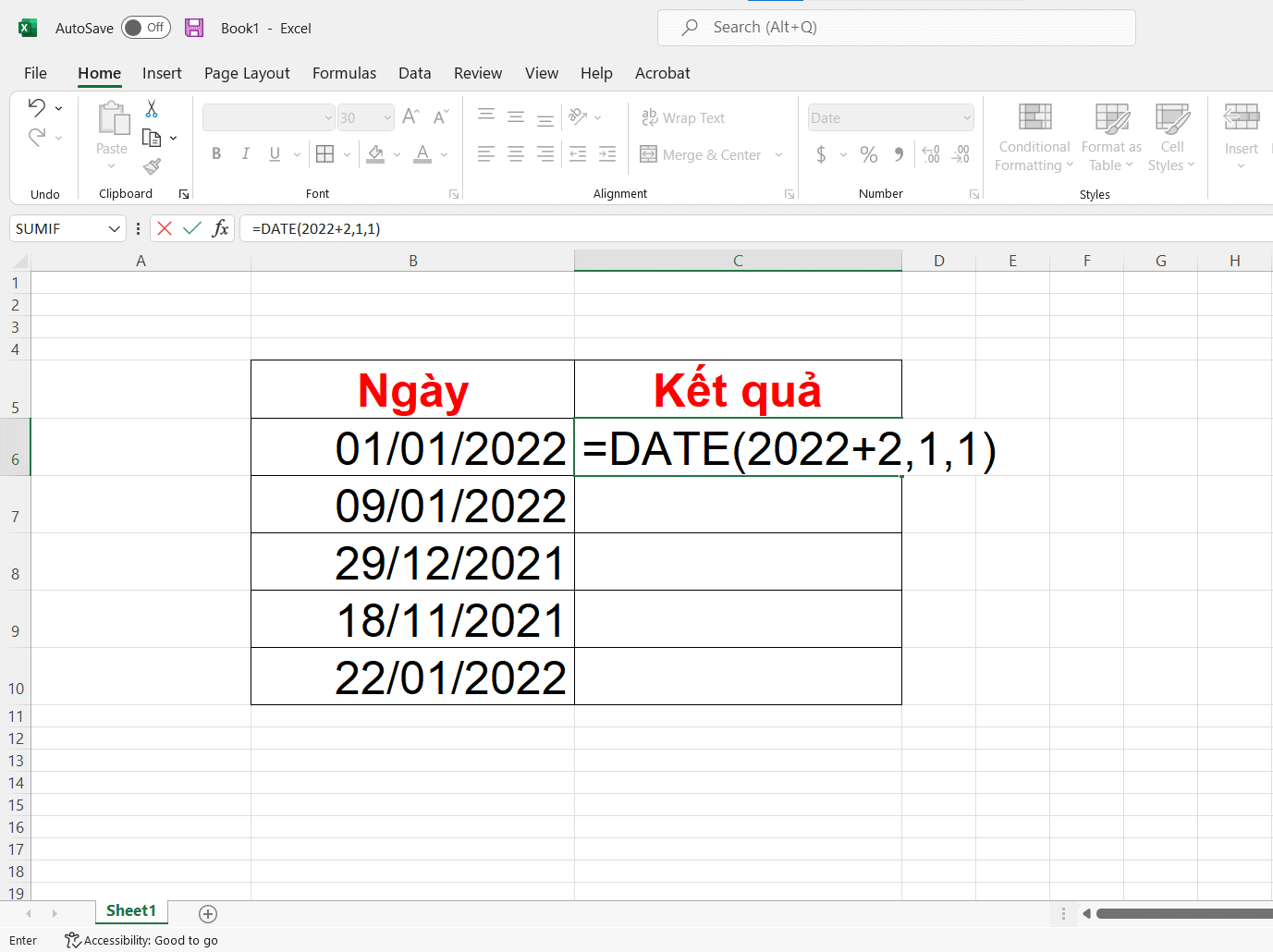 Cách tính số ngày trong Excel bằng cách cộng thêm số ngày, tuần, tháng - bước 4