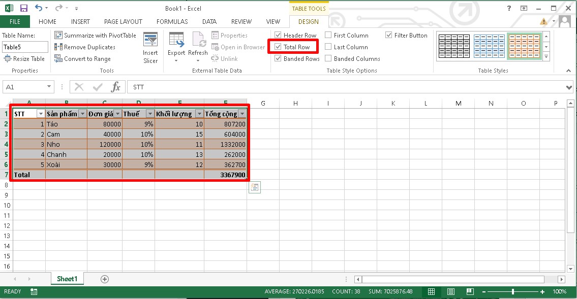 Hướng dẫn cách chỉnh sửa bảng trong Excel bước 3