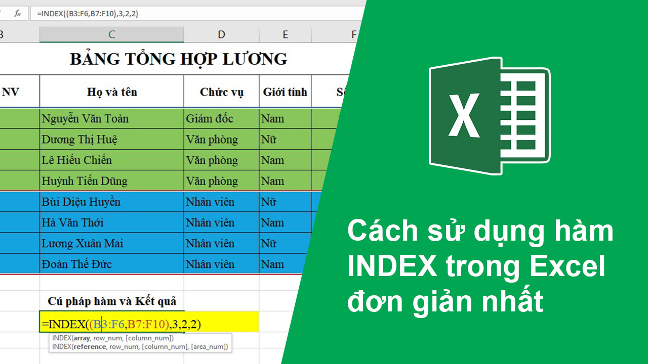 Hàm INDEX trong Excel là gì? Cách sử dụng hàm INDEX đơn giản nhất